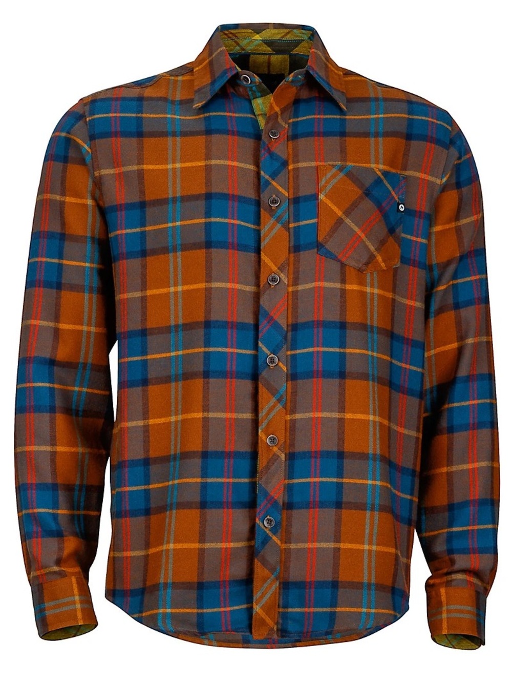 Marmot Men's Anderson Flannel Shirt Size Large Rust and Blue